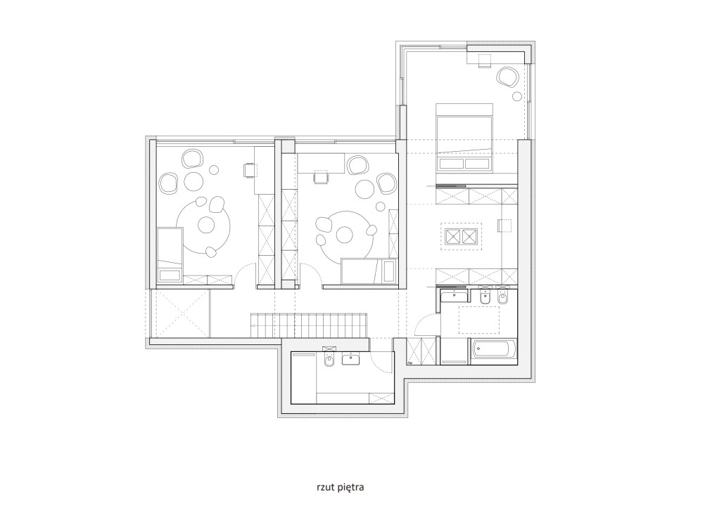 Rzut piętra - układ sypialni